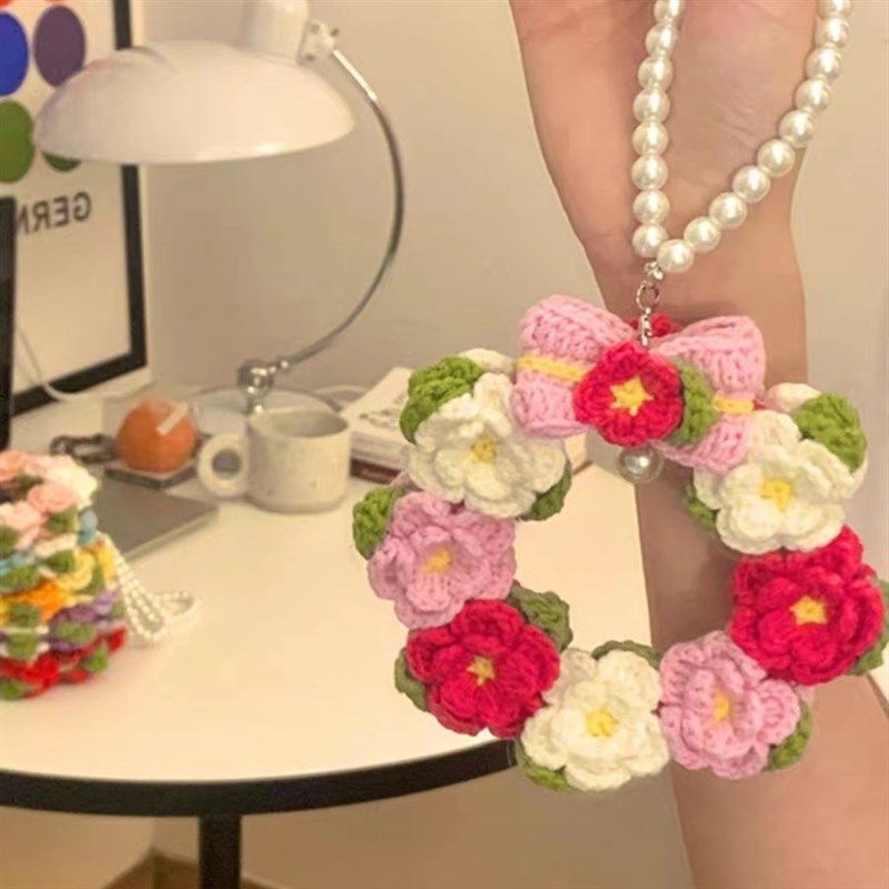 小花车挂花环花朵手工编织挂件diy材料包毛线编织钩针送女男朋友