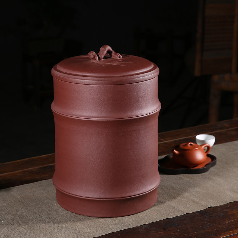 紫砂茶叶罐大号12饼普洱散茶缸宜兴手工原矿大码存茶储茶醒茶陶罐