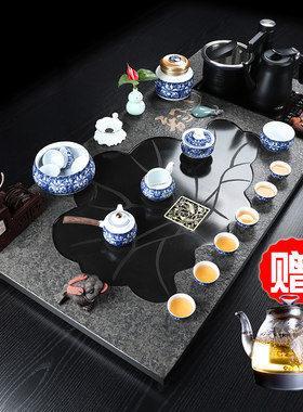 1.2米特大号整块乌金石茶盘功夫茶具套装奢华全自动办公家用