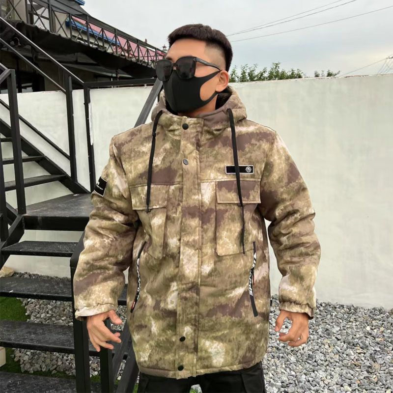 迷彩棉大衣男冬季加绒加厚冷库工作服中长款M防寒保暖防水劳保棉