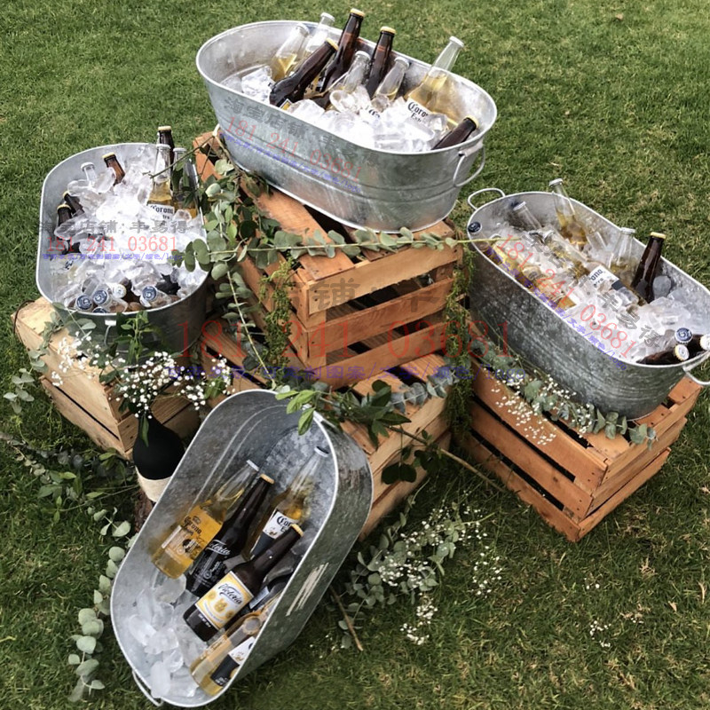做旧欧式冰桶家用酒吧商用户外长冰桶不锈钢红酒啤酒大容量香槟桶