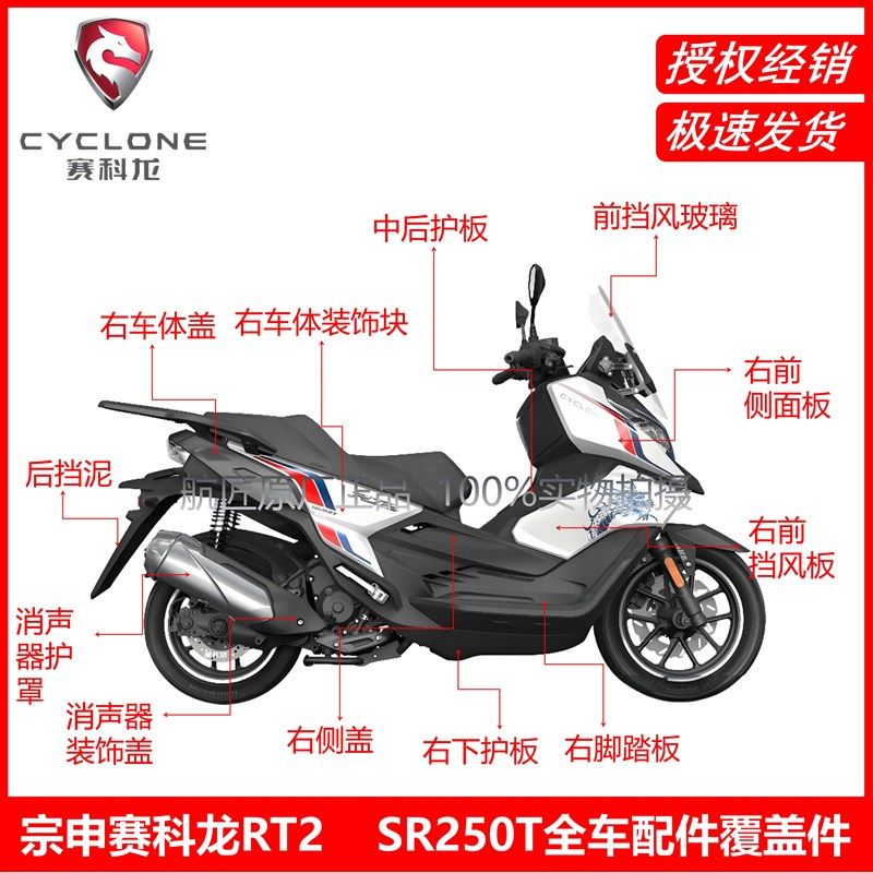宗申赛科龙RT2外壳车壳SR250T挡泥护板盖子塑料件侧盖外观件 塑料