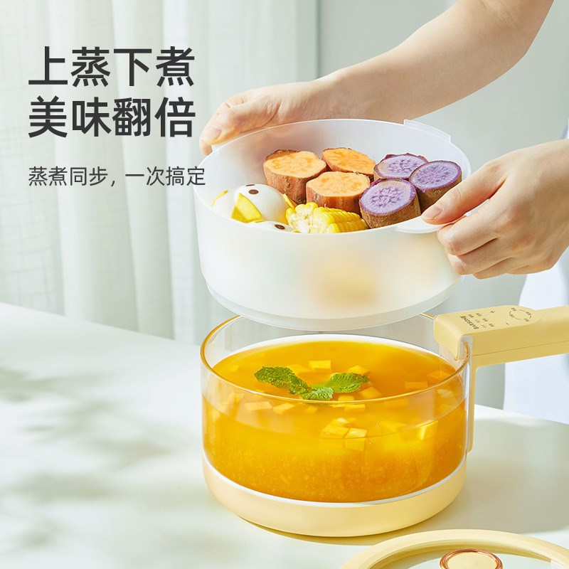 朋森电煮锅学生宿舍多功能火锅家用一体煮面小型蒸煮炖不粘电热锅