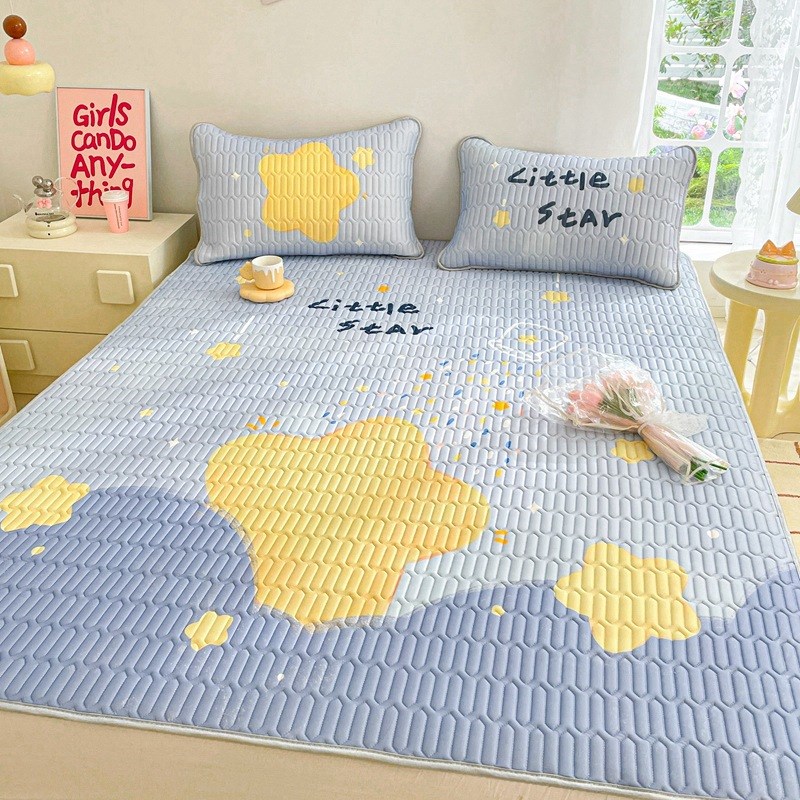 夏季冰丝乳胶凉席三件套床单款空调软凉席学生宿舍可水洗家用凉席