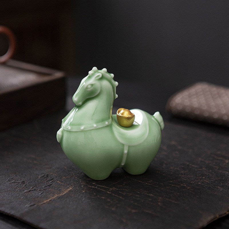 招财唐马陶瓷摆件马上有宝家居客厅装饰生肖马书房