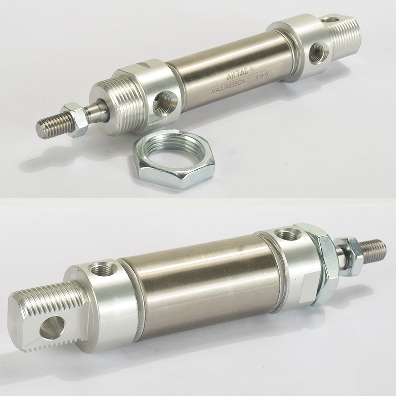亚德客气动附磁不锈钢迷你气缸MA16 20 25x50 100 200-SCM圆尾型