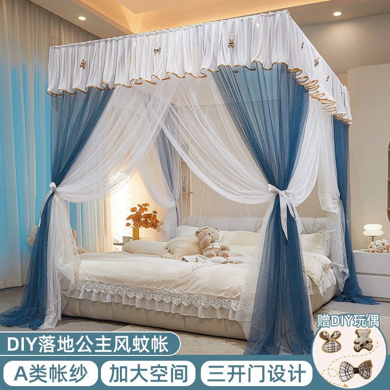 蚊帐家用老式2米1.8m1.5m床落地加密宫廷公主风纹账2.0x2.2 1.2米