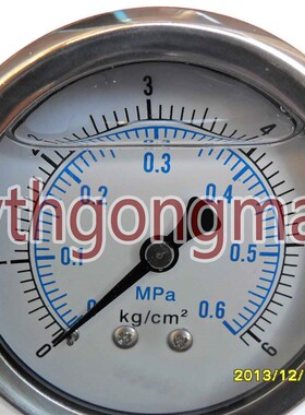 压力表YN-63Z 0-0.6MPA/0-6KG,全钢压力表,水压表,液压表,