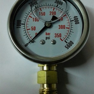 双刻度 350bar 充油防震耐振压力表 npt1 5000psi