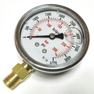 表盘直径68mm 铜螺纹NPT1 压力0 4500psi 300bar 耐震压力表