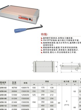 精展磁盘54250永磁吸盘54240红铜条黄铜条磨床磁盘