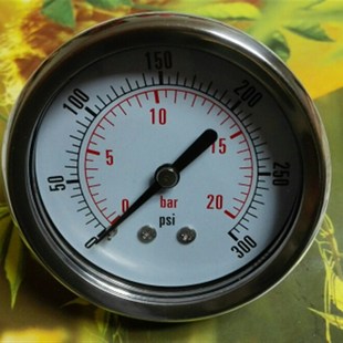 压力0 不锈钢壳铜螺纹 20bar 300psi 63mm NPT1 轴向指针气压表