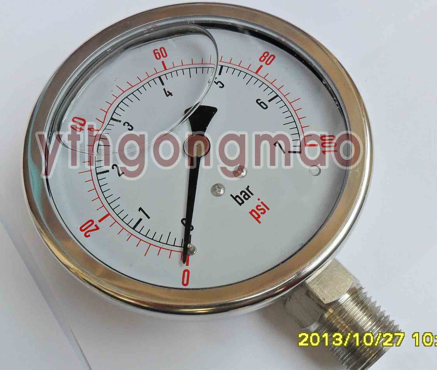 YN-100 0-7BAR 全不锈钢耐震压力表,水压表,油压表,气压表,