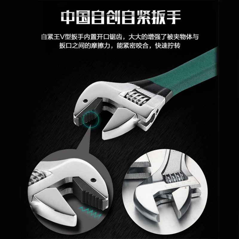 管钳8活动扳手 中国多功能自紧王德国1210寸套装万用300 250 200