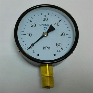 直径100mm 每小格2kpa 压力0 螺纹m20x1.5 1.6级 60kpa 压力表
