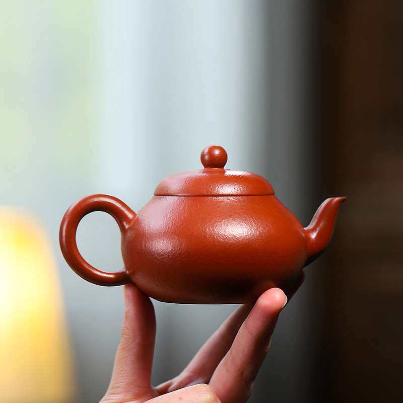 宜兴紫砂壶纯手工君德粗茶壶30目粗砂皱皮朱泥160cc功夫茶茶具