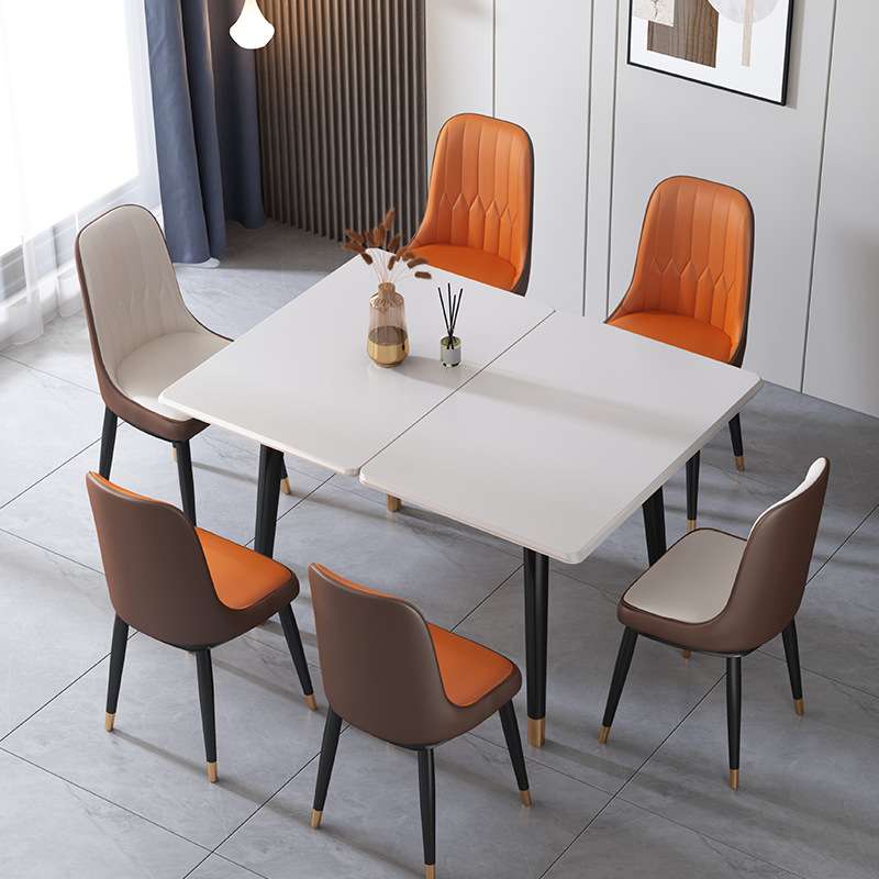 岩板折叠餐桌家用小户型实木可伸缩现代简约轻奢饭桌长方形省空间