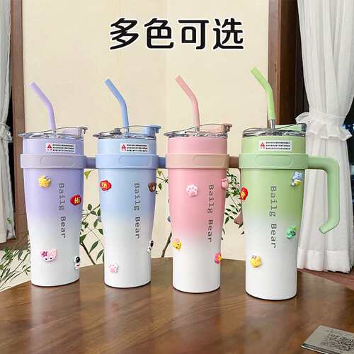 新巨无霸316不锈钢保温杯40oz汽车吸管杯大容量高颜值保冷冰霸杯