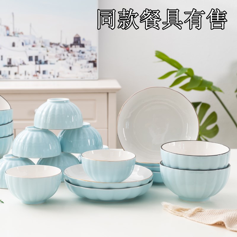 6个装陶瓷餐盘家用菜盘子圆形碟个性简约饭盘日式可微波餐具菜盘