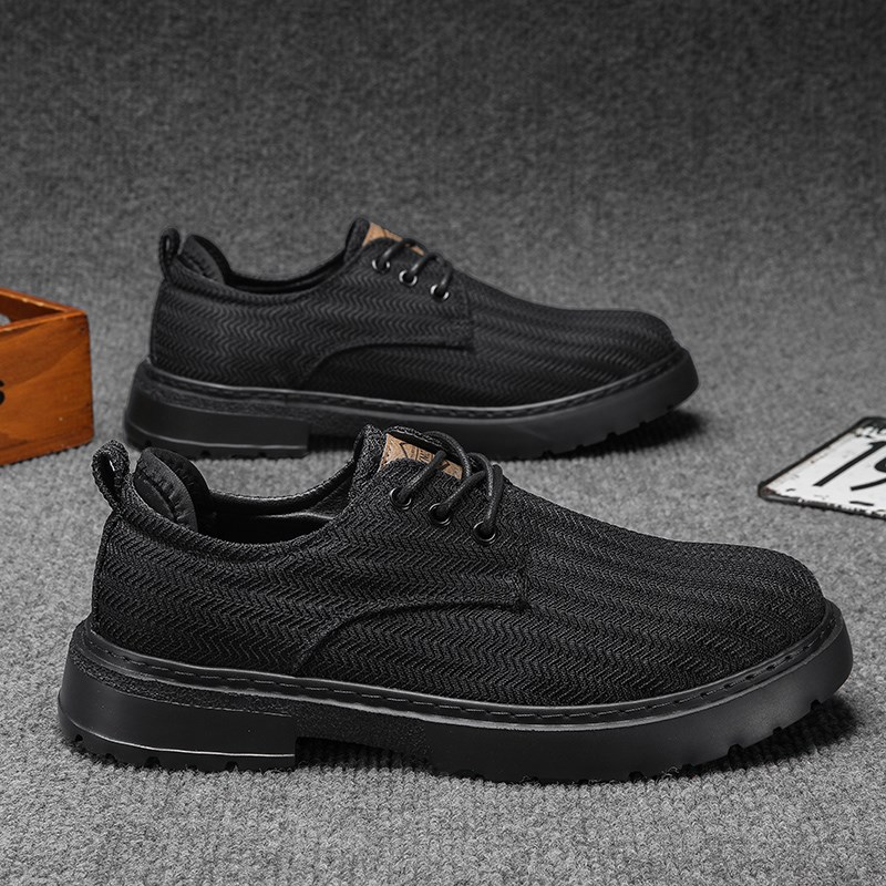 马丁靴男款低帮夏季透气2024新款工装鞋男士英伦休闲皮鞋男鞋黑色