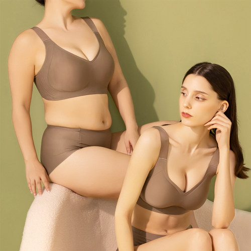 全罩杯内衣女大胸显小收副乳防下C垂夏季薄款大码无痕调整型文胸