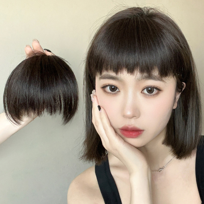 假发刘海女自然h前额真发狗啃刘海隐形眉上空气假刘海齐厚刘海发