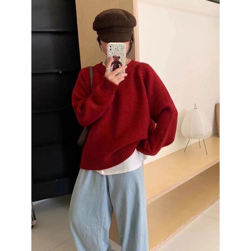 PIU软糖果色毛衣女秋冬韩系懒小众别致慵宽松慵懒百搭糯衫厚