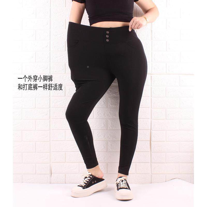 黑大码外HX穿小铅笔裤女春夏款弹力薄裤胖显瘦打脚底裤小裤