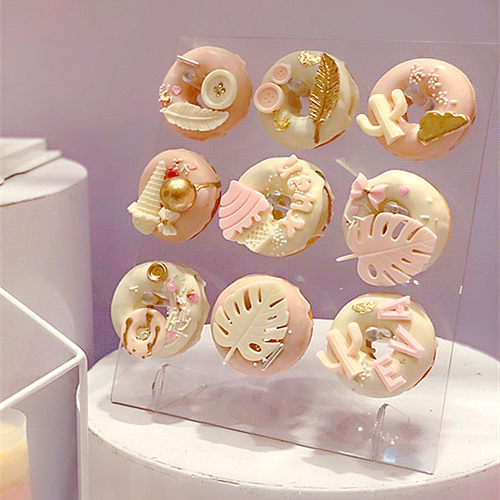 透明甜甜圈架子摆台展示架甜品台摆件展示K板面包店装饰挂架亚克