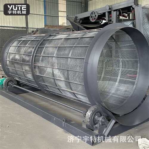 重型齿轮滚筒筛抗缠绕无轴水洗沙石筛分斗液压旋转斗筛