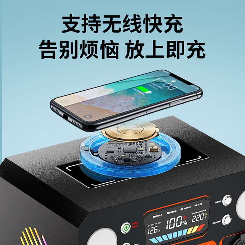 户外电源大容量移动220v应急电源便携式1度电自驾露营摆摊播照明