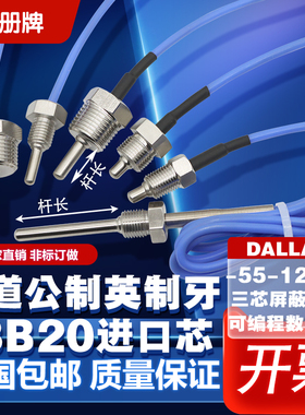 304材质M8M10螺牙ds18b20温度传感器1/4 1/2  2分4分牙进口达拉斯