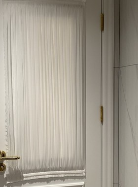 绷纱遮挡帘蓬纱帘粘贴半帘短帘透光不透人隔断Punchfree curtain