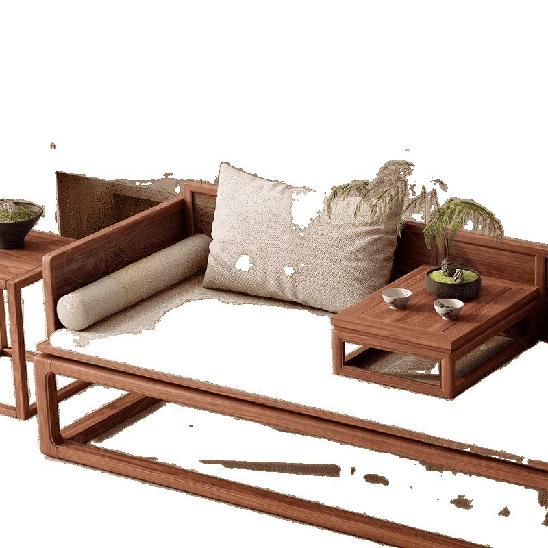 2025年新款新中式胡桃木实木沙发床两用罗汉床宋代美学小户型客厅