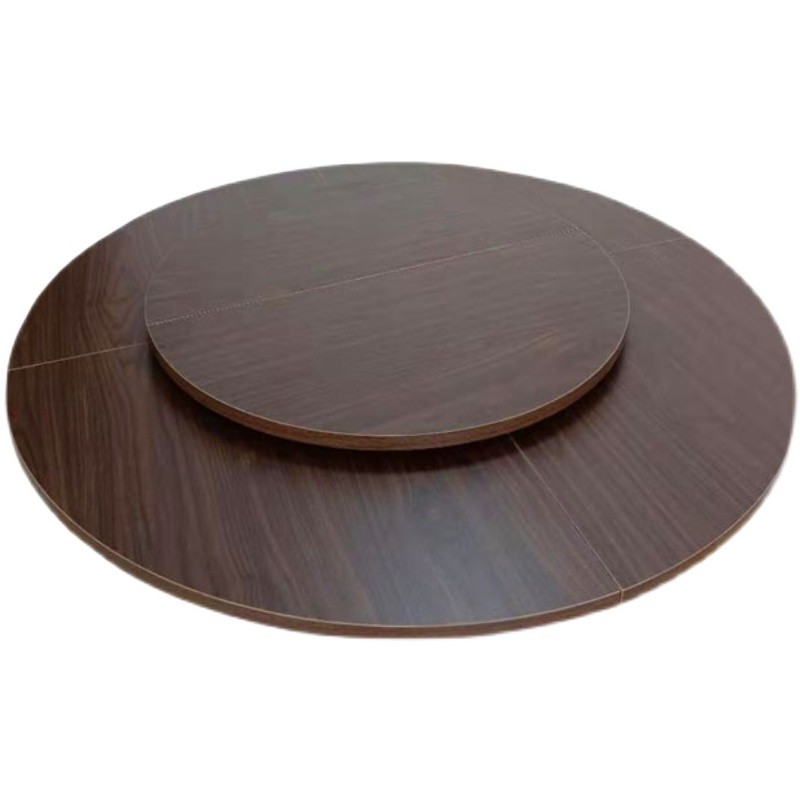 家用折叠圆桌面圆台面带玻璃转盘酒店餐桌对折圆形大桌面板不带腿