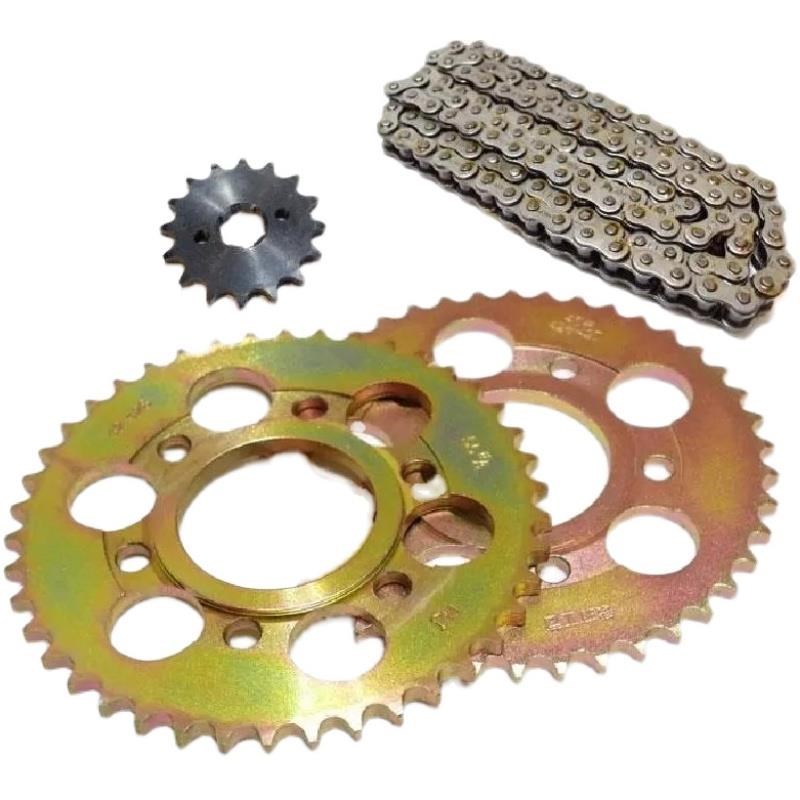 适用150链轮链条金鹰大齿地平线/富江龙摩托跑车链盘仿赛套链牙盘