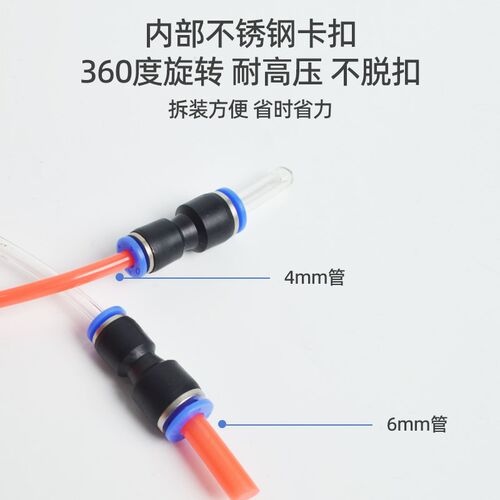 2升便携式焊炬弹簧管4mm快插气管燃氧气管PU双排管2L焊枪连接软管