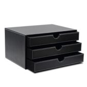 甄选创意皮革文件横三抽公桌面整理文件坐管理盒资料架多功能收纳