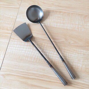 家用长柄手工铁勺纯铁勺子无涂层农村大铁勺炒菜铁铲子铁勺子汤勺