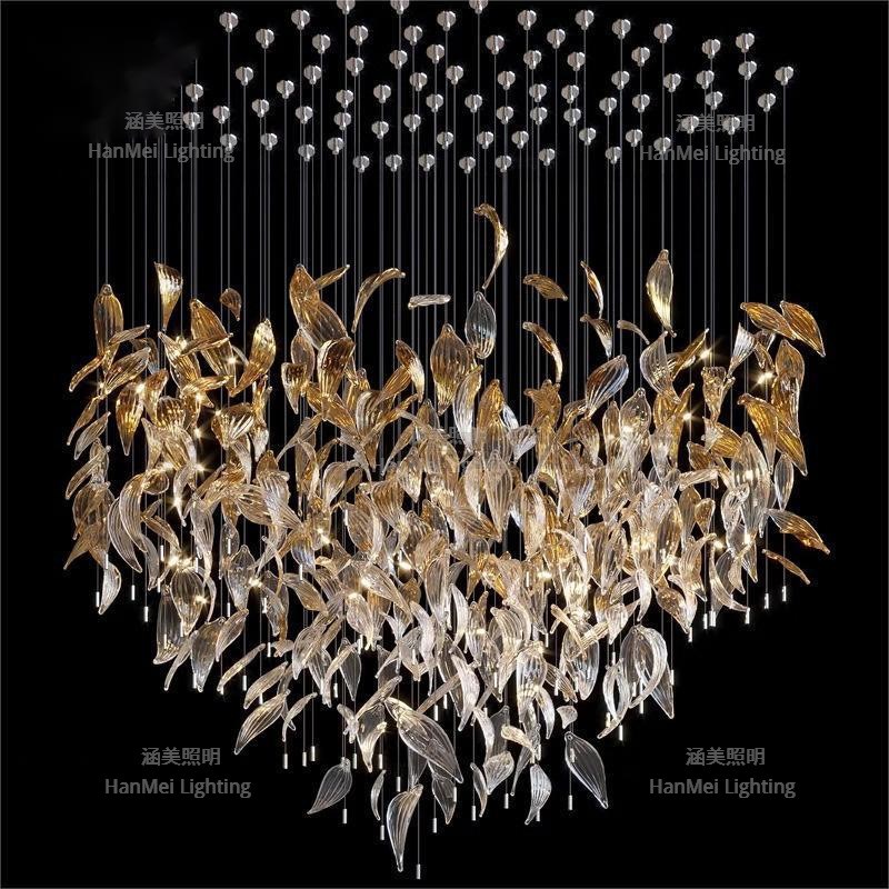 现代酒店大堂树叶吊灯别墅客厅挑空艺术装饰吊灯售楼部非标灯具