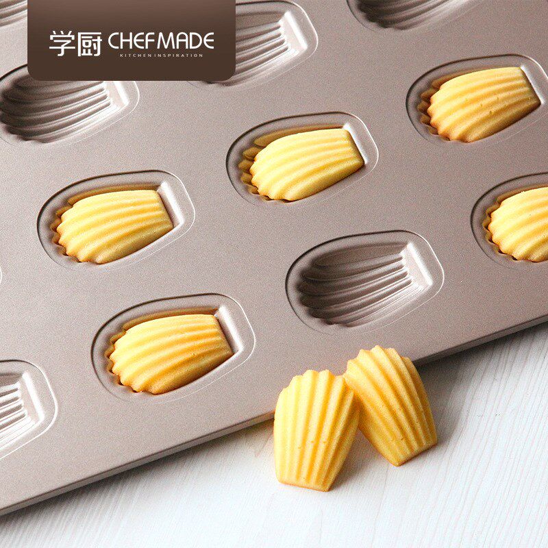 CHEFMADE学厨 金色迷你16连杯不粘玛德琳蛋糕模  烘焙模具WK9743