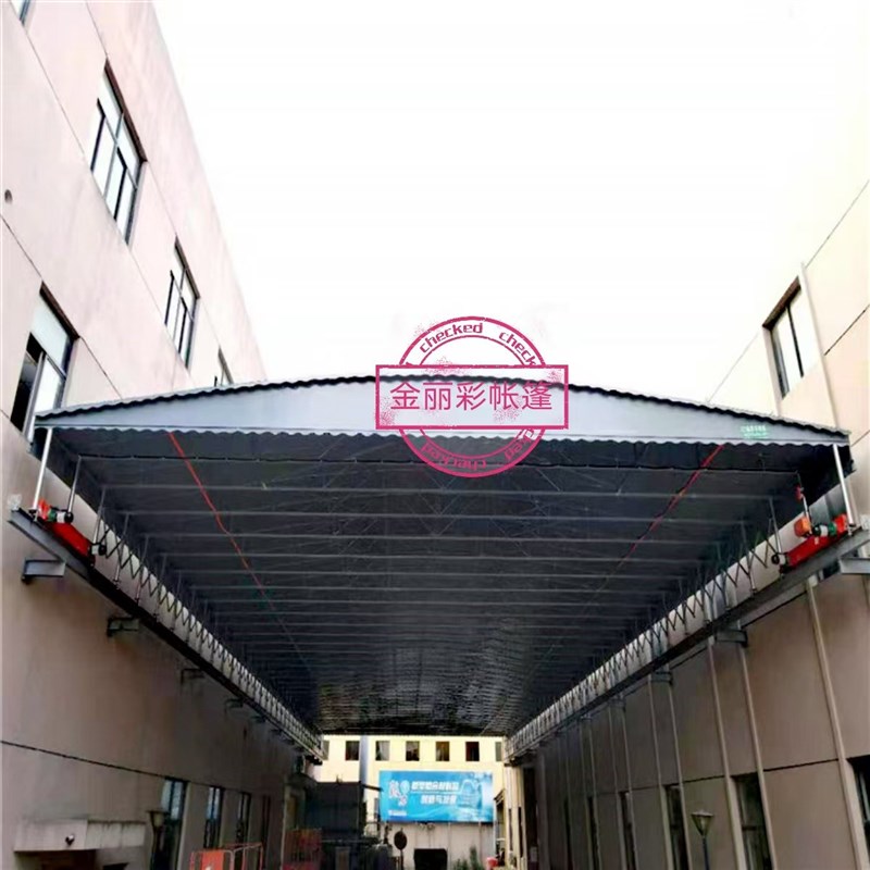 大跨度电动推拉棚高强度农贸市场膜结构遮雨帐篷支持尺寸定 制