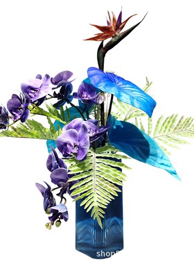 仿真花蓝色摆件花束客厅插花摆花餐桌面轻奢花艺室内假花软装饰品