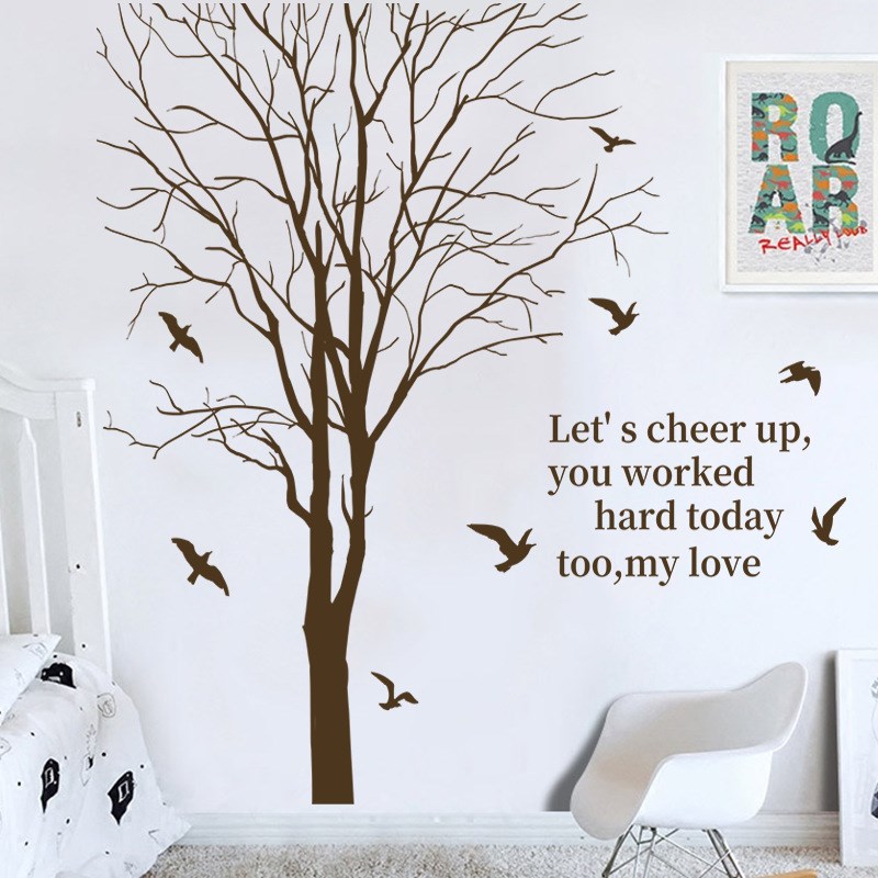 GS5079温馨树枝小鸟清新玄关贴纸卧室沙发背景墙贴装饰自粘墙贴纸