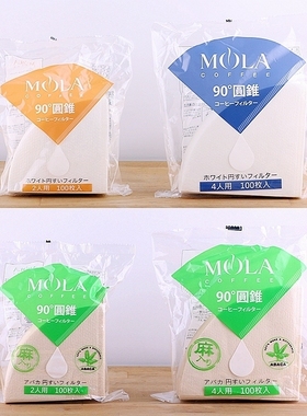 8bit日本三洋MOLA手冲咖啡白色滤纸HARIO锥形01/02 V60麻纤维包邮
