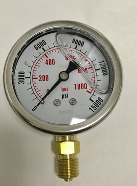 100MPA 耐震高压压力表 压力 0-1000bar 0-15000psi 螺纹m14x1.5