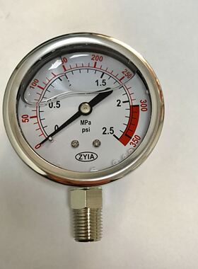 防震压力表 zyia 径向 直径61-68mm 压力2.5mpa 350psi YTN-63