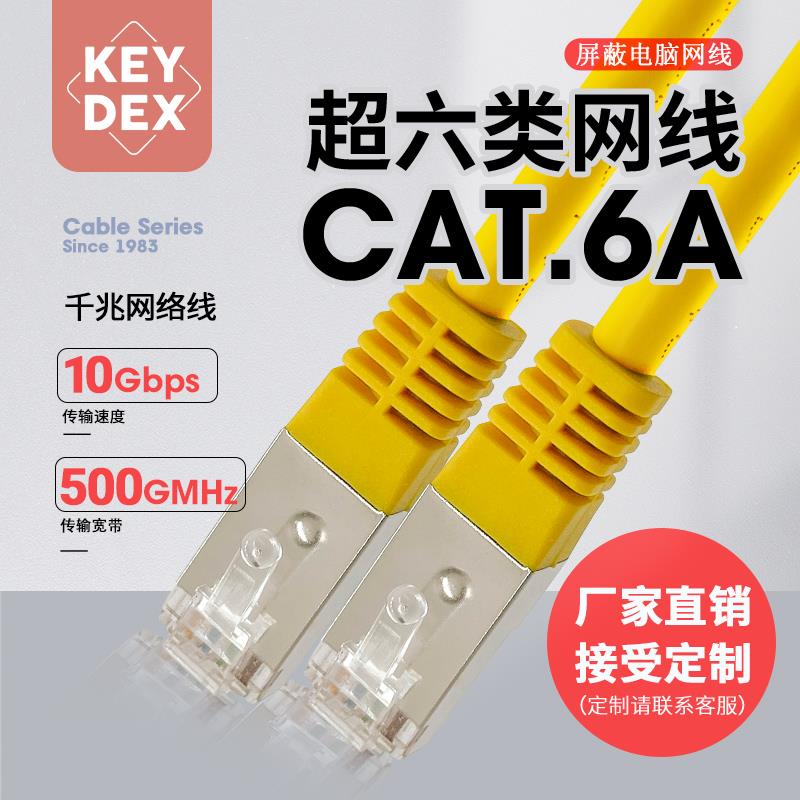 KEYDEX 超六类千兆1000M CAT6a 双屏蔽电脑网线 网络服务器