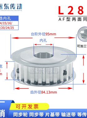 同步轮L28齿两面平同步带轮AF齿宽21齿外径84.13内孔12-25皮带轮