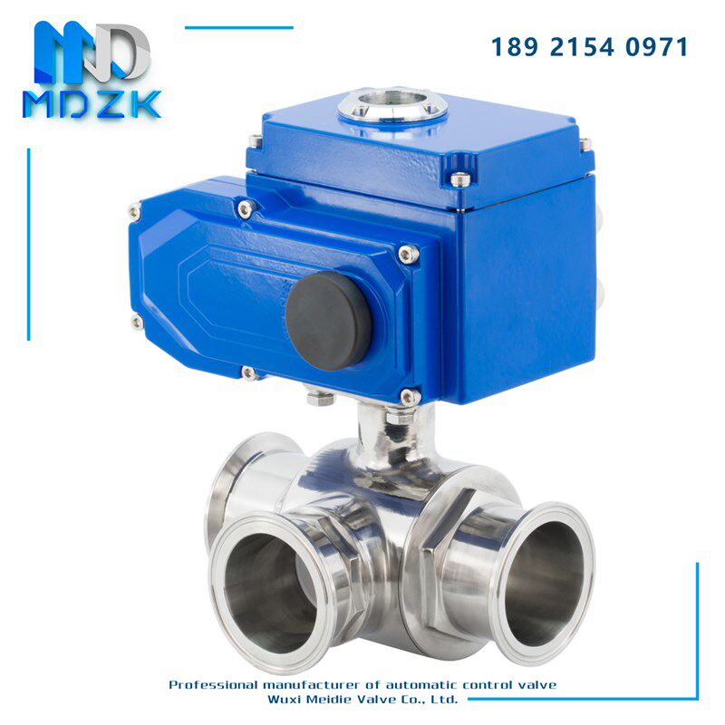 MDZK-AX-Q984/5F-16Q电动卫生食品级快装卡箍不锈钢304三通球阀